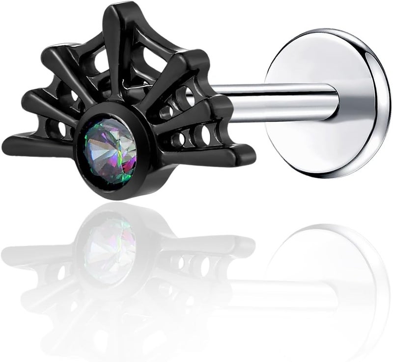 TOMIDES 1Pcs G23 Titanium Flat Back Earrings Studs 16g F136 Implant Grade Titanium Labrets Press Fit Threadless Push In Dainty Cartilage Helix Conch Lobe Lip Tragus Piercing Jewelry - Image 1
